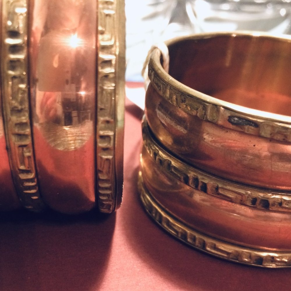 Pair of Copper and Gold NWT Napkin Ring Holders